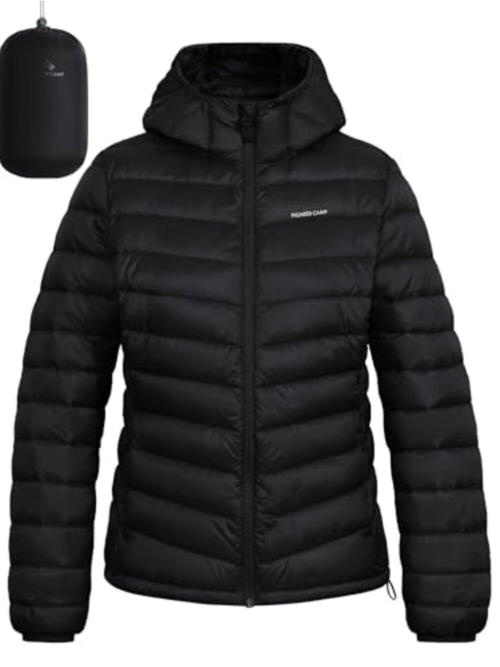 Packable Puffer Jacket Lightweight Quilted Water-Repellent Coat Hood
